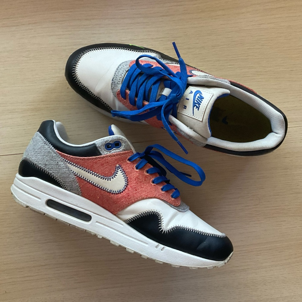 Nike Air Max 1 "Recycled White, WHITE/BLACK-ELECTRIC GREEN-GAME ROYAL